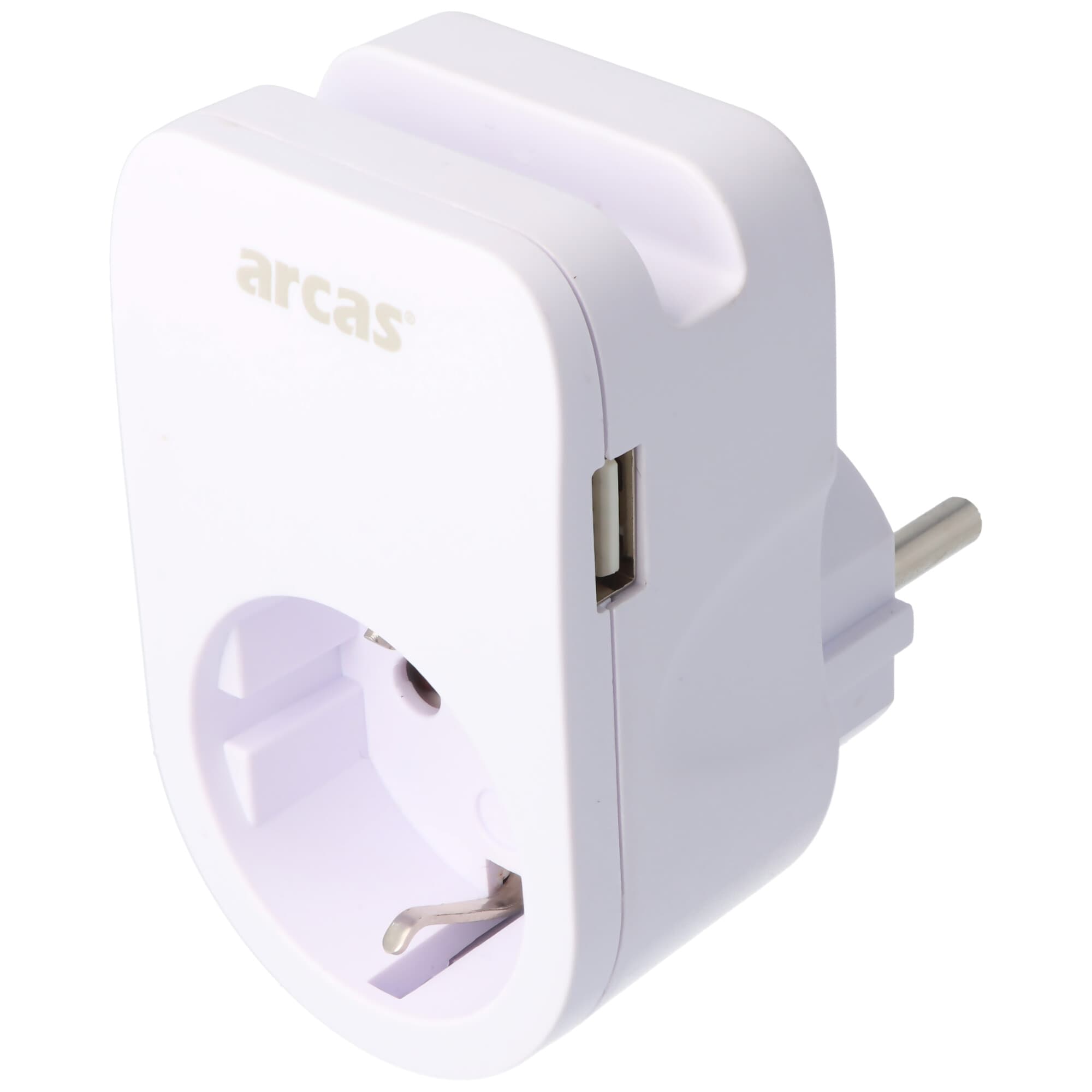 Prise adaptateur Schuko 1 voie avec 2x prise de charge USB et support de téléphone portable pratique