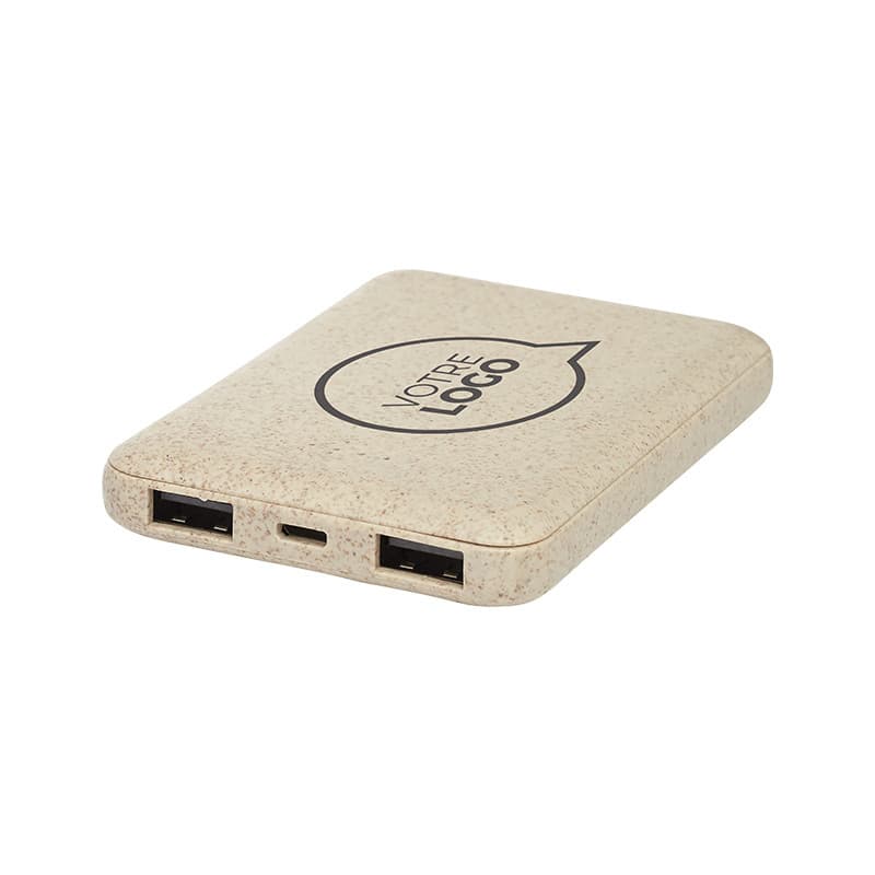 Batterie 5000 mAh en paille de blé Silvermist - Batteries et Powerbank publicitaires
