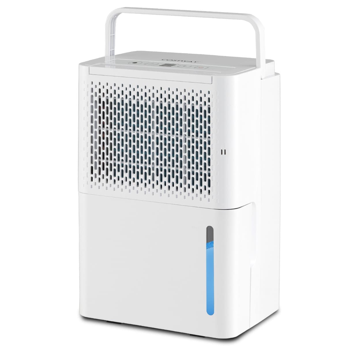 CostwayDéshumidificateur Portable 12L/Jour avec Réservoir d'Eau 2,1L pour Pièces jusqu'à 185 m² Modes Continu/Séchage/Auto Minuterie 24H Blanc