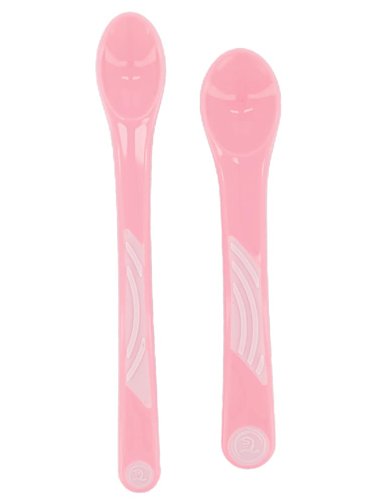 Twistshake 2 Cuillères d'Alimentation Droites Dès 4 Mois - Couleur : Rose Pastel