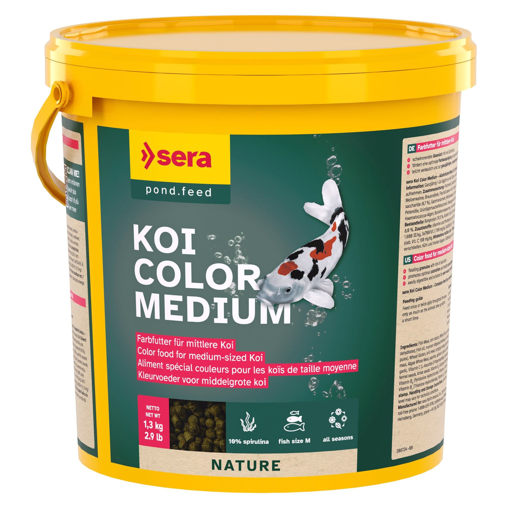 Aliment spécial couleur Sera Koi Color Nature Medium - 3800 mL