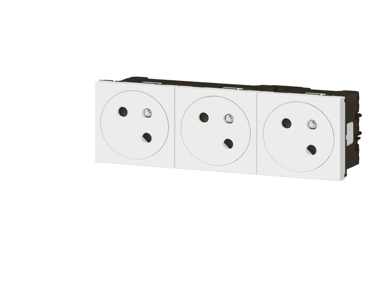 Bloc de prise de courant triple 16A 2P+T Legrand Mosaic surface